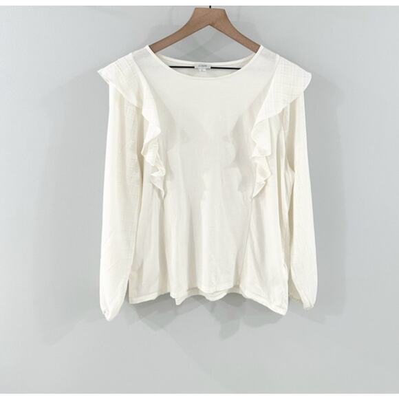 J. Crew Cream Ruffle Bodice Textured Shirt Plus 2XL Flowy Boho Cottagecore - Picture 1 of 11